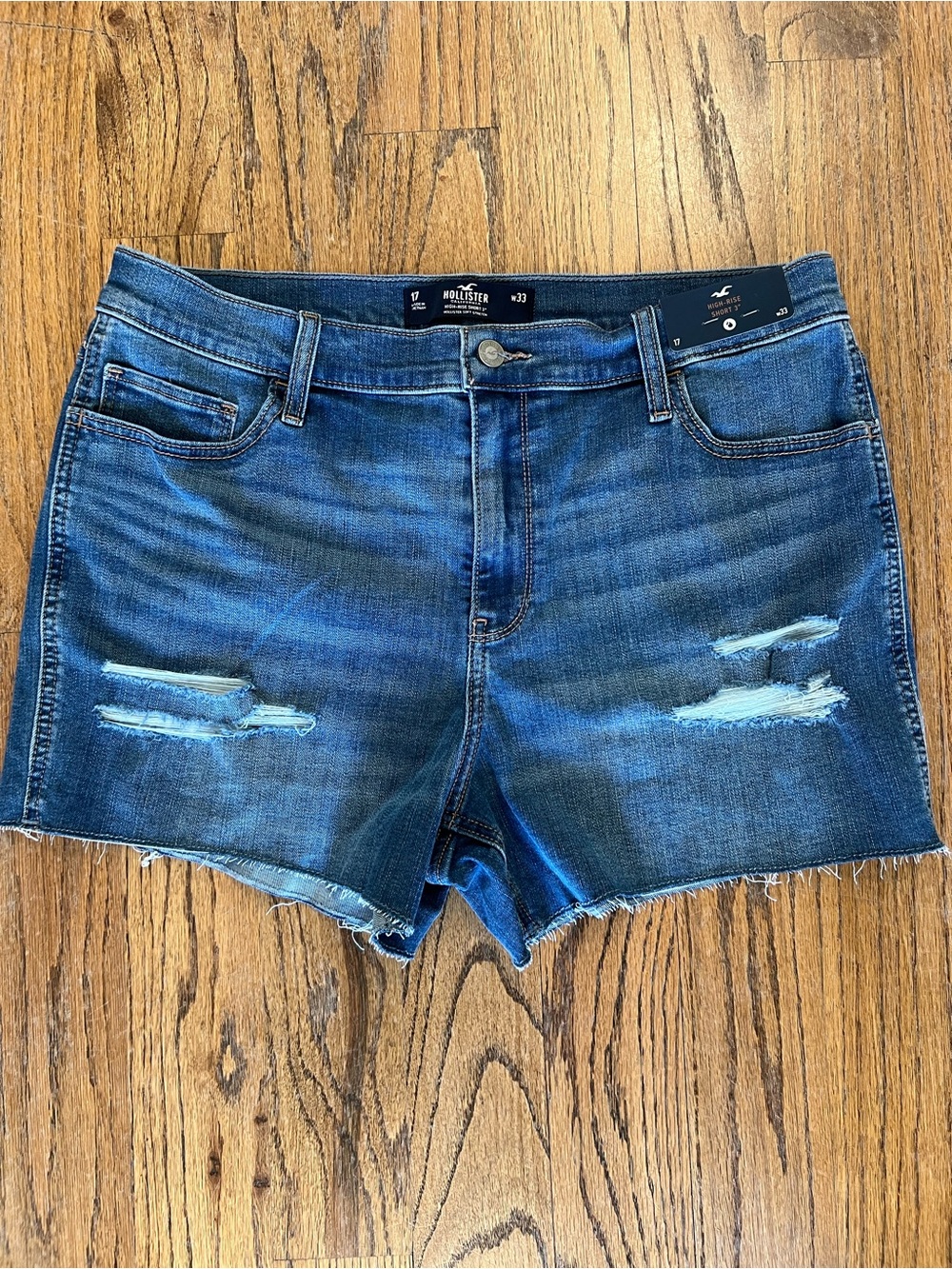 Hollister Distressed Blue Denim Jean Shorts